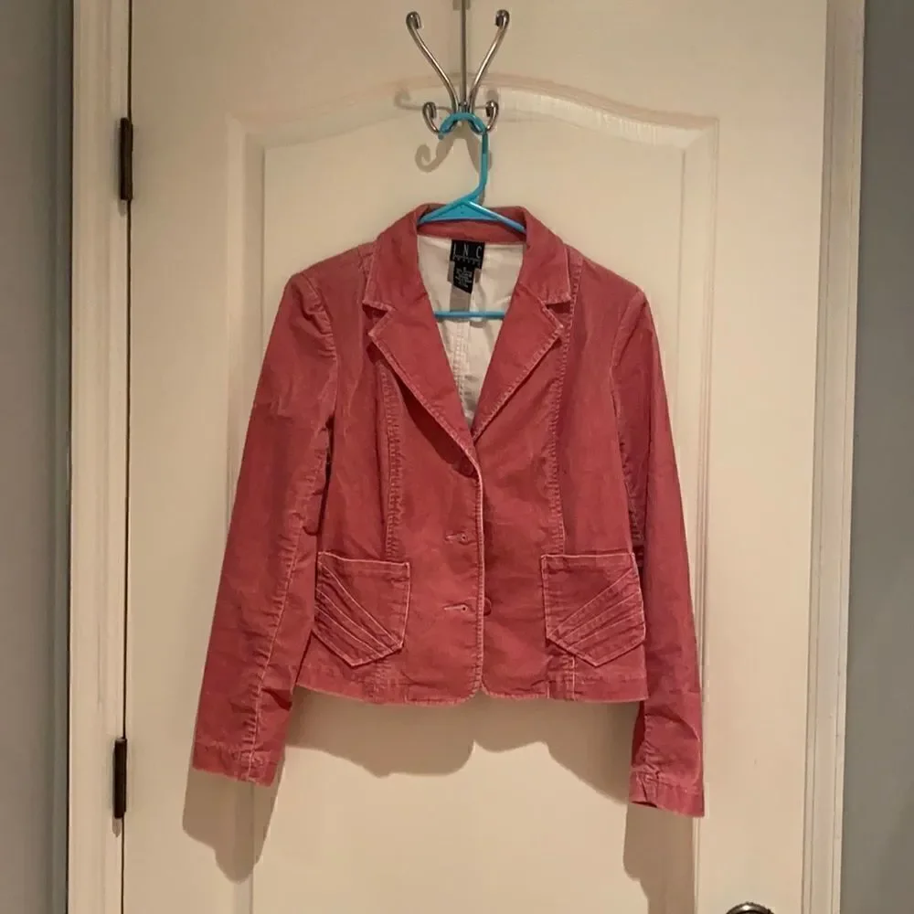 INC rose colored corduroy coat PS